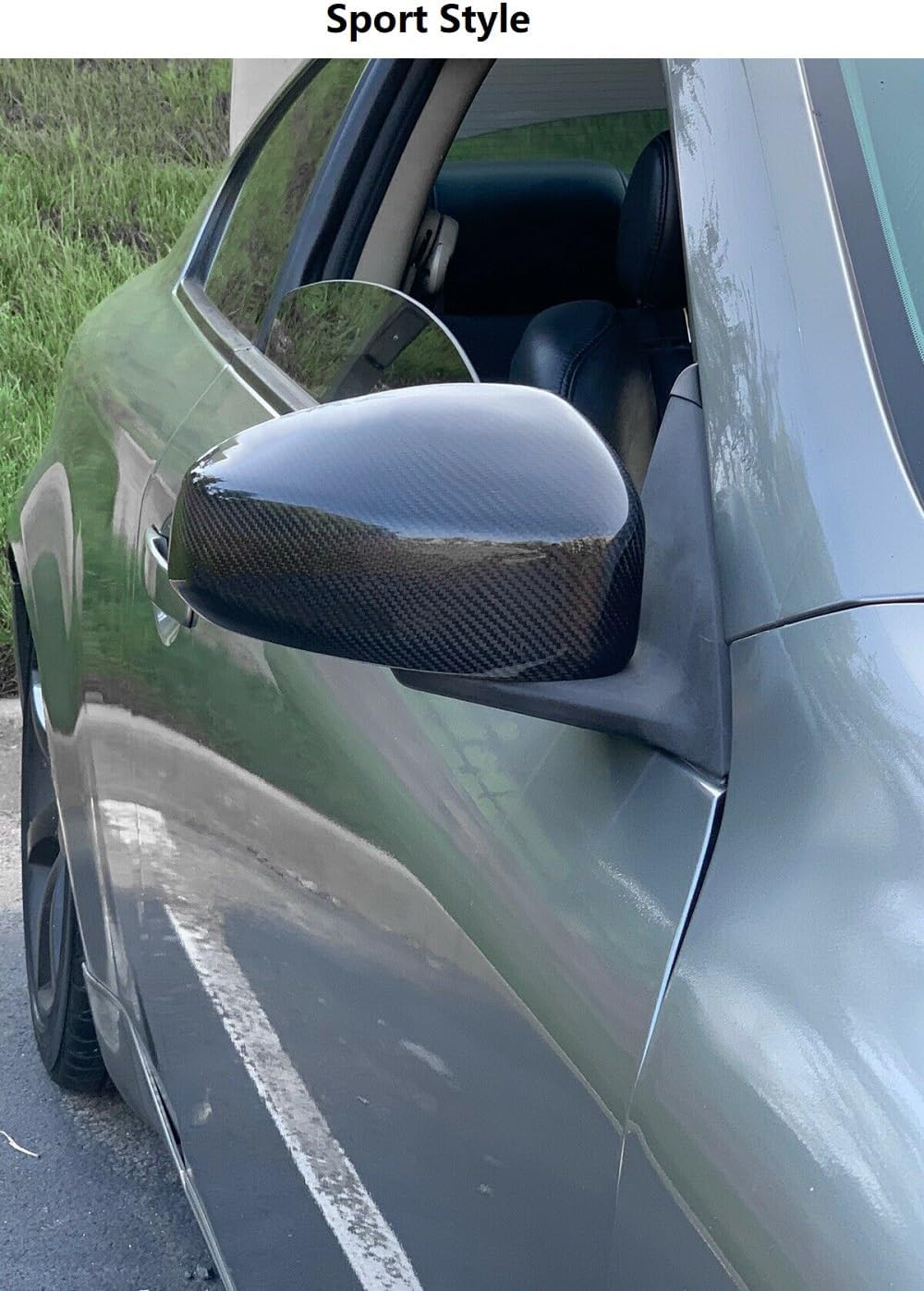 TanKin Real Carbon Fiber Side Mirror Cover Caps Direct Add-on for Infiniti G35 Coupe 2003-2007,1 Pair Sport Wing Mirror Overlay UV Coating