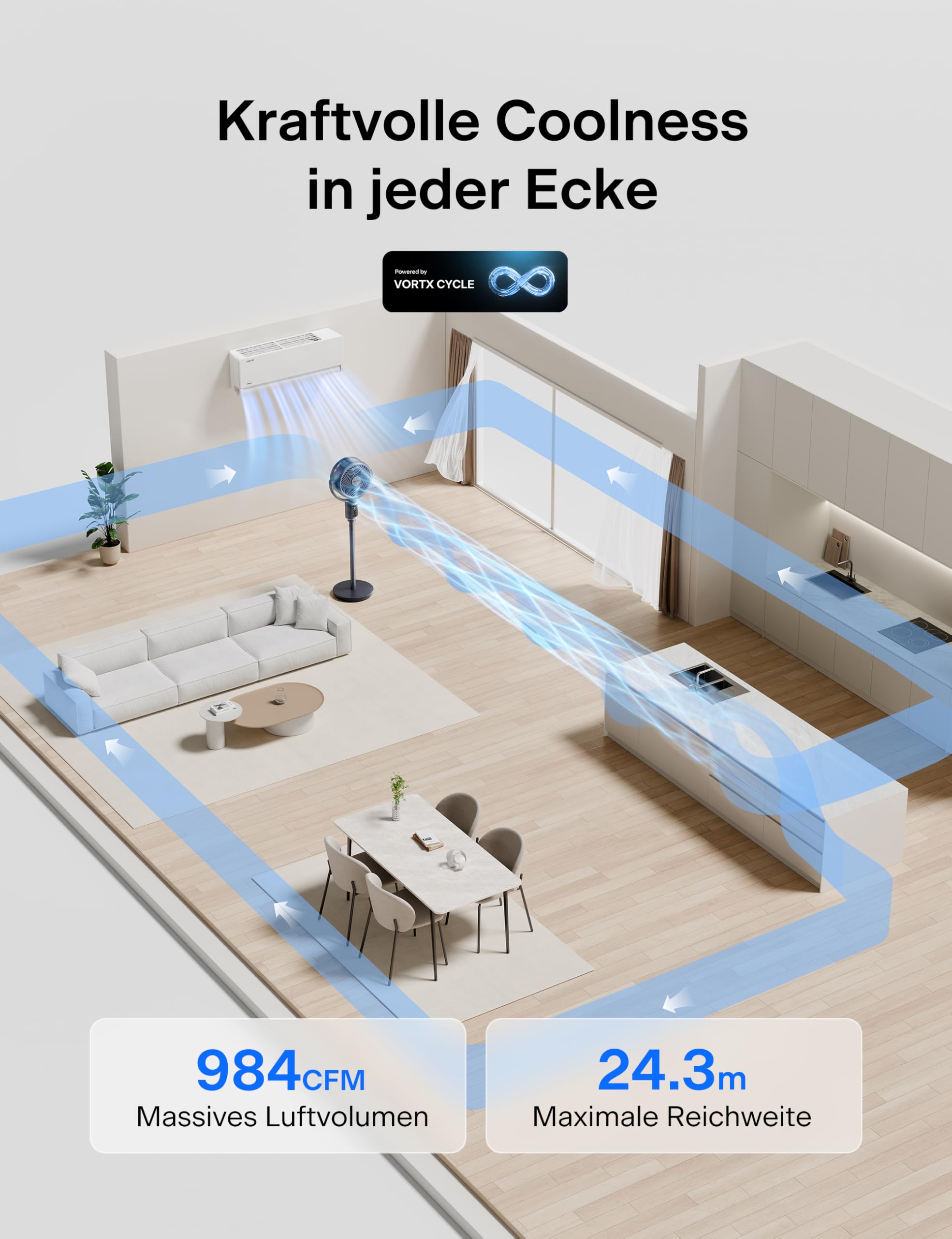 PELONIS Turmventilator mit Fernbedienung, 20dB Leiser Standventilator, 9 Stufen & 9H Timer, Höhenverstellbar, 135° and 100° Oszillation, Energiesparender für Schlafzimmer, Wohnzimmer