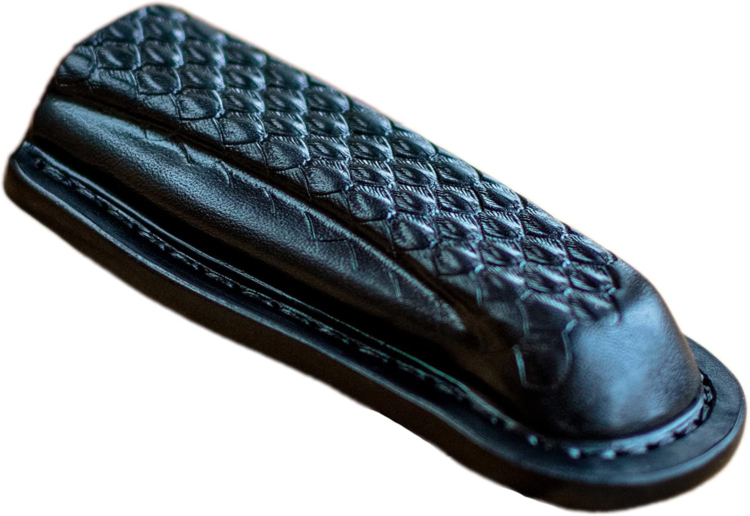Black snakeskin pattern molded sheath made for Buck 110 folding hunter, folding knife case, pocket knife leather case