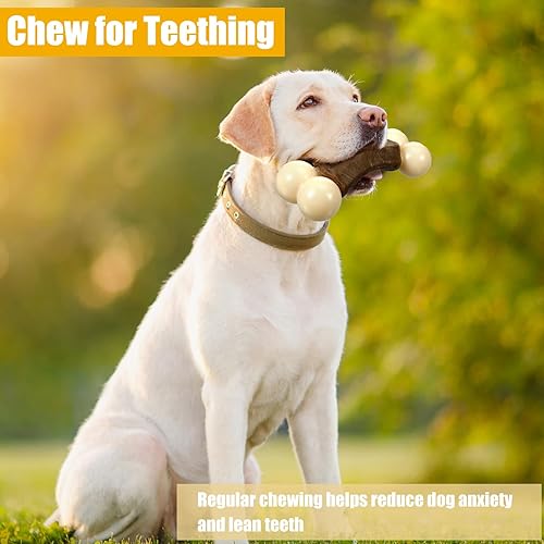 Miniatura 6 de Sosation Paquete de 3 juguetes masticables para masticadores agresivos, juguetes de hueso de nailon con sabor a carne de res, juguetes para