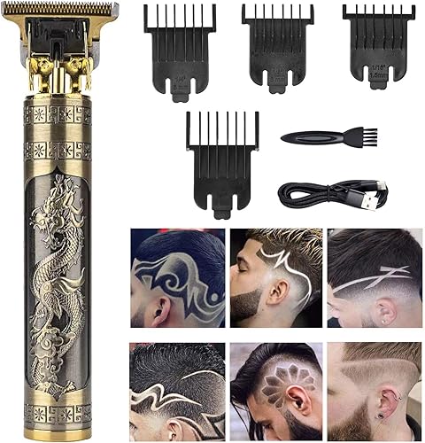Miniatura 58 de Cortadora de pelo profesional para hombres y mujeres, inalámbrica, recargable, recortadora de pelo, kit de aseo de corte de cuerpo de metal, Cabeza