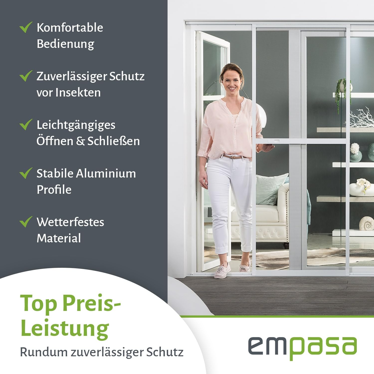 empasa Fliegengitter Insektenschutz Schiebetür 'COMFORT' | für Balkontür Terrassentür, verschiedene Größen und Farben, individuell zuschneidbar, Farbe:anthrazit