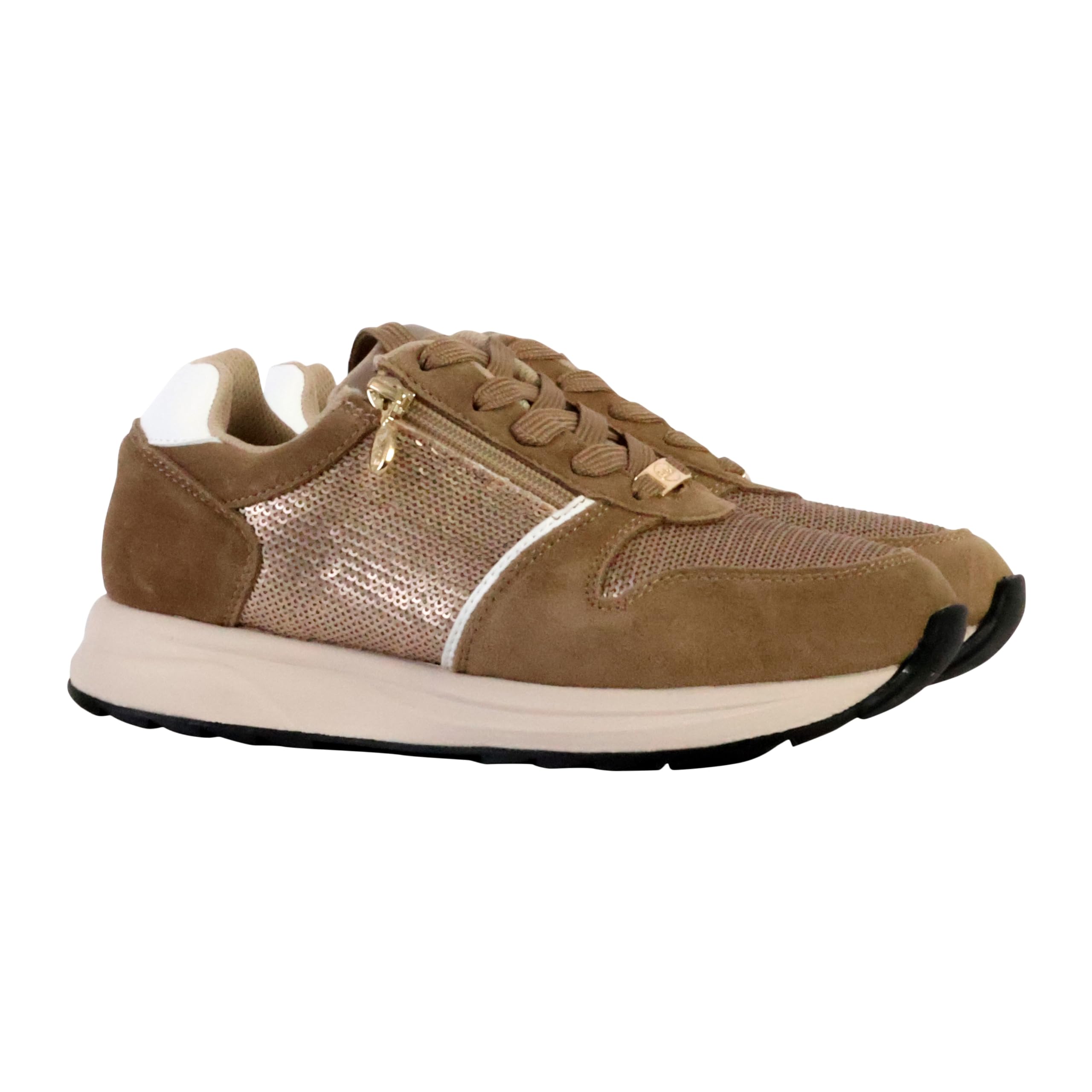 Scholl, Zapatillas de mujer con plantilla viscoelástica extraíble, cremallera lateral, color dorado