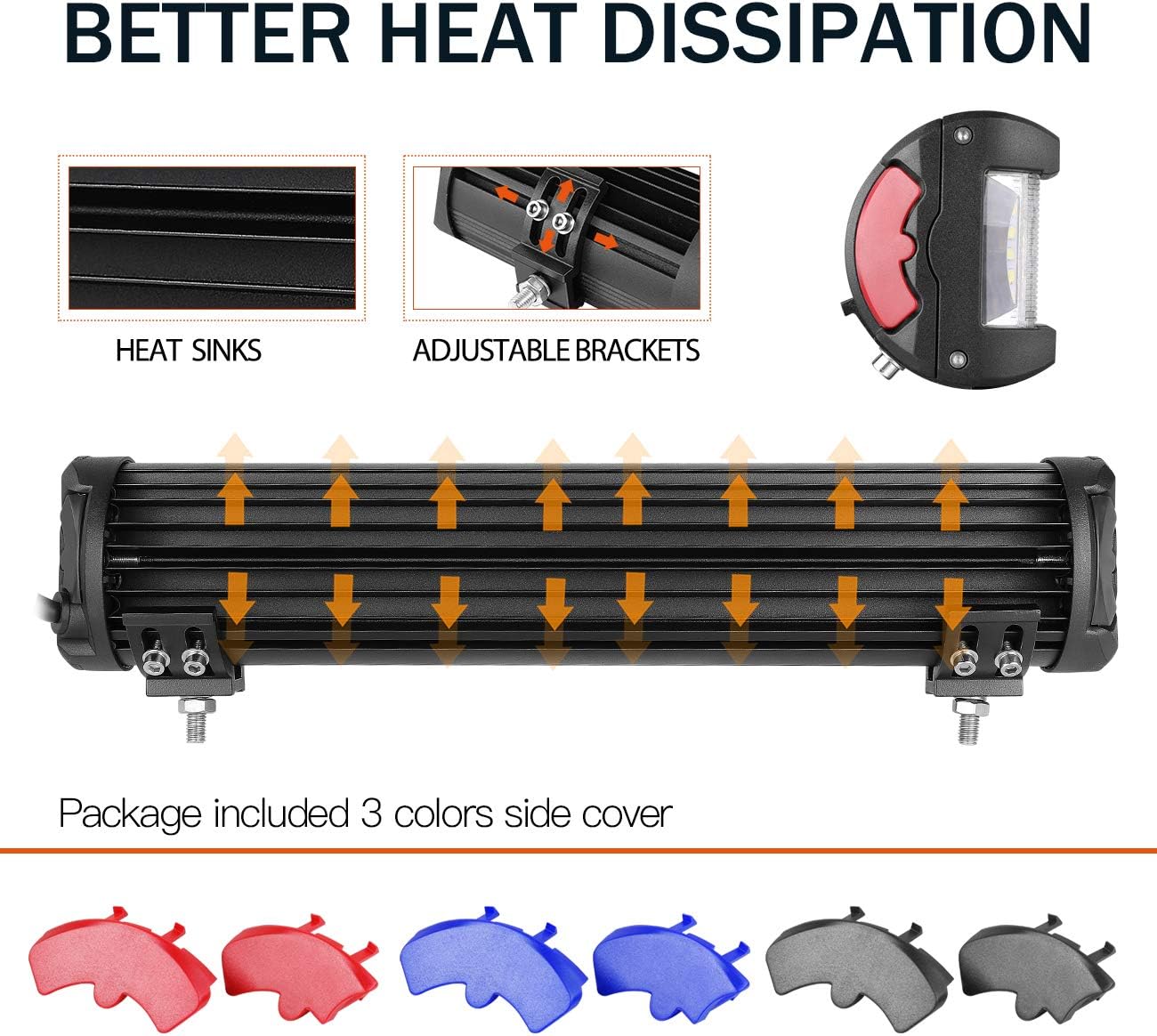 15 Inch LED Light Bar Side Shooter Driving Lights 390W Quad Row Off Road Backup Lights Spot LED Work Light Bars Waterproof Fog Light for Offroad Truck Car ATV UTV Boat