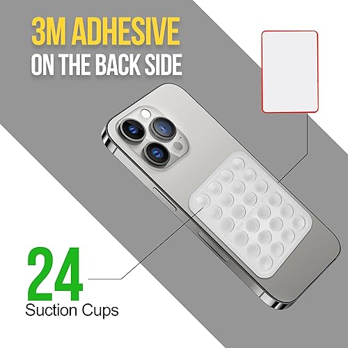 Miniatura 5 de Paquete de 2 soportes adhesivos antideslizantes de succión de silicona compatibles con iPhone y Android (blanco)