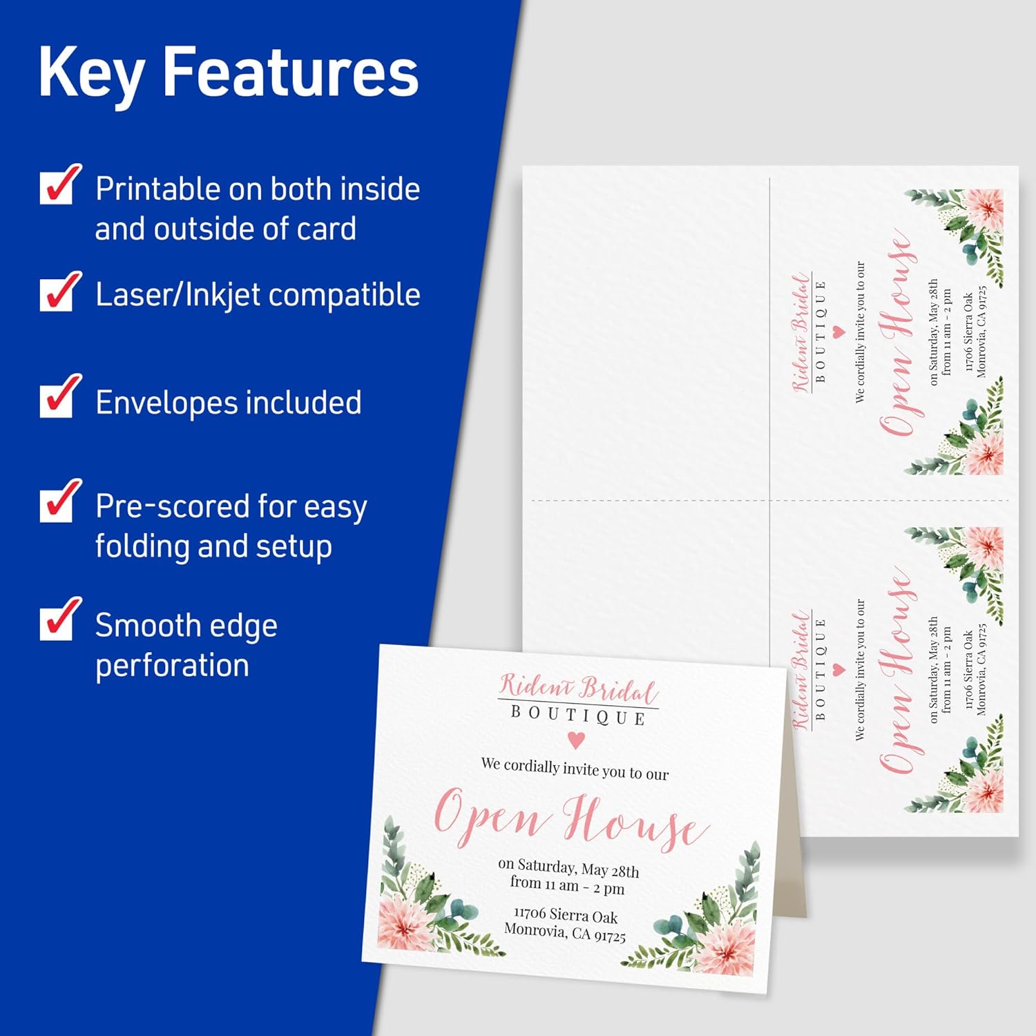 Avery Printable Note Cards, Envelopes Included, 4.25" x 5.5", Textured White, Laser & Inkjet Compatible, 50 Blank Cards per Pack, Great for Product Branding, Marketing, and More (2 Packs of 5813)