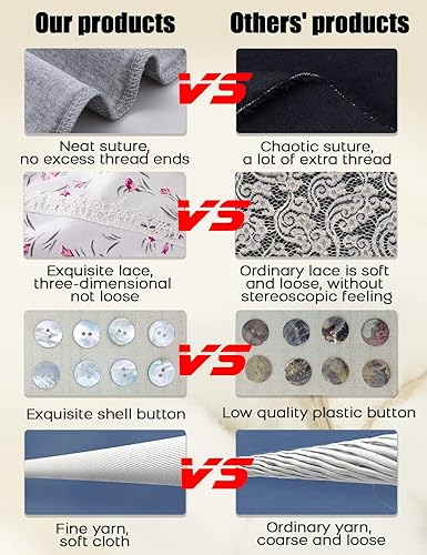 Miniatura 5 de MZROCR Camisones de algodón para mujer, vestidos de noche de manga larga, ropa de dormir suave para mujer