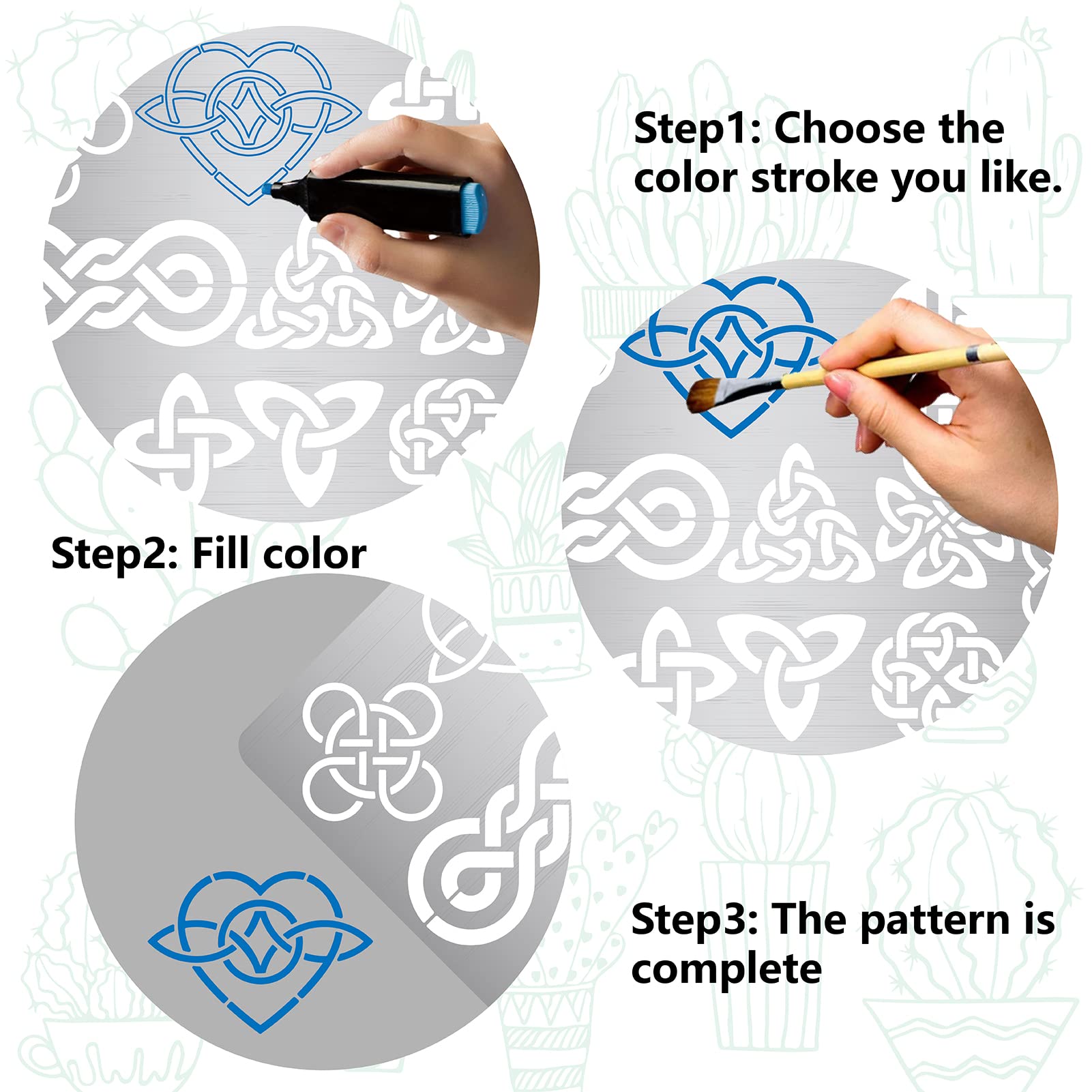 GORGECRAFT 5.5 x 7.5 Wicca Celtic Knot Stencil Wood Carving Stainless Steel Stencils Reusable Viking Symbols Triquetra Stencils Metal Journal Templates for Painting on Wood Wall Canvas Furniture - Image 4