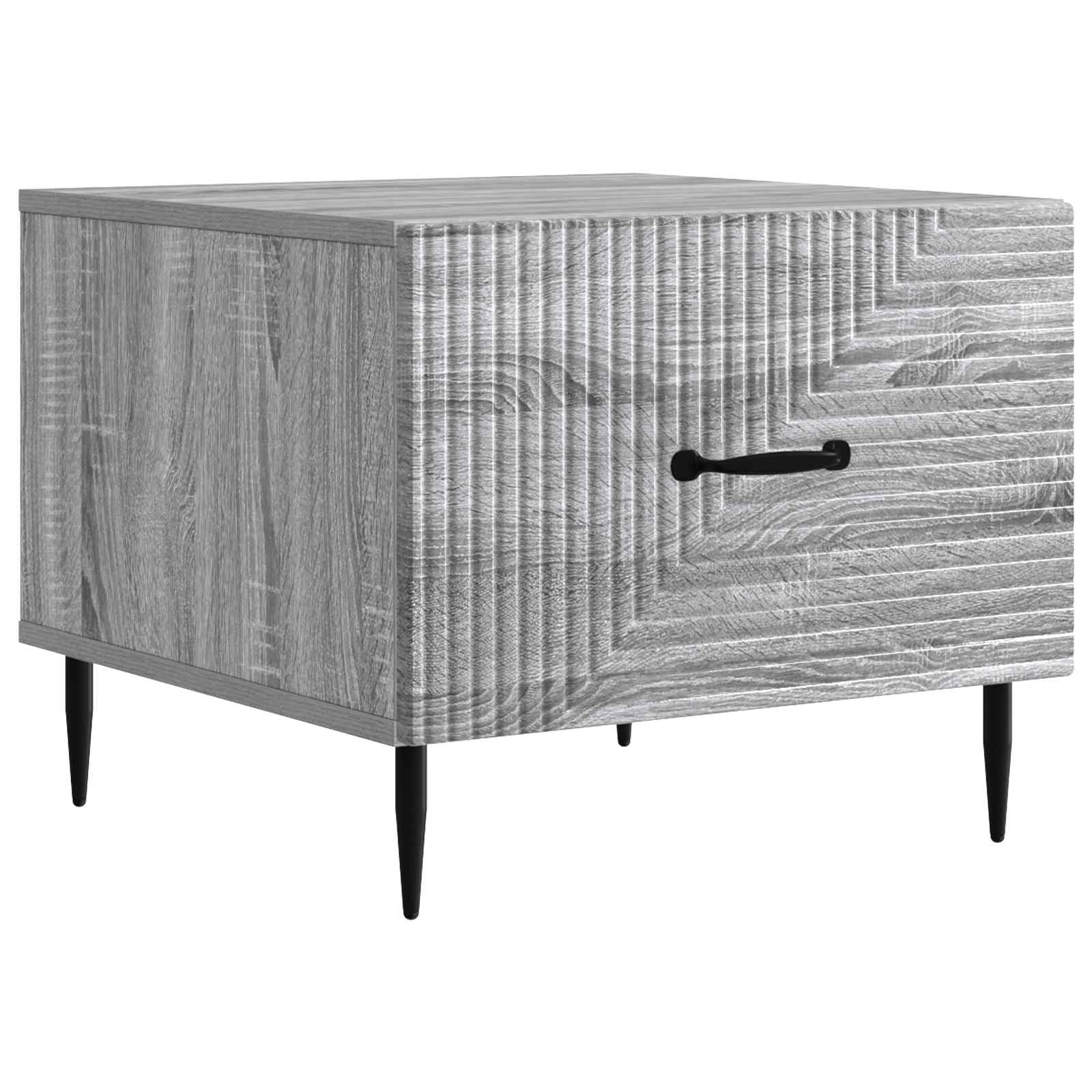 Table basse bois Sonoma gris et pieds coniques noirs style vintage