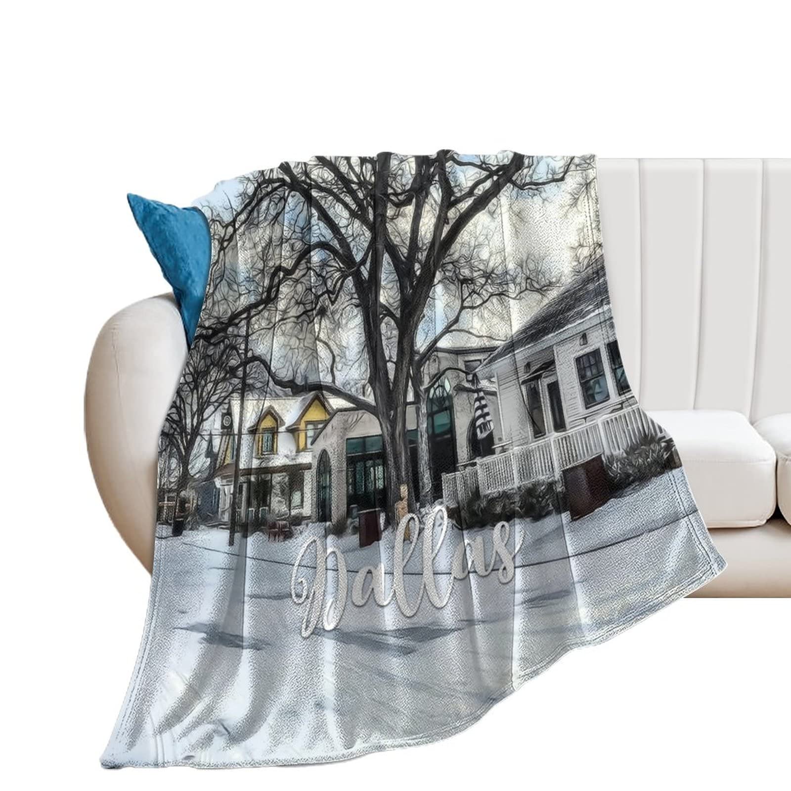 Couverture canapé et lit au motif paysage urbain naturel - Plaid flanelle doux 177,8 x 203,2 cm