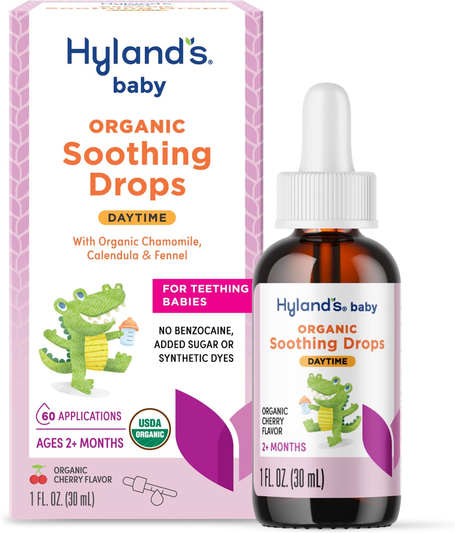 Hyland's Baby Organic Daytime Soothing Drops for Oral Discomfort, 1 oz, Ages 2 Months and up, Organic Cherry Flavor