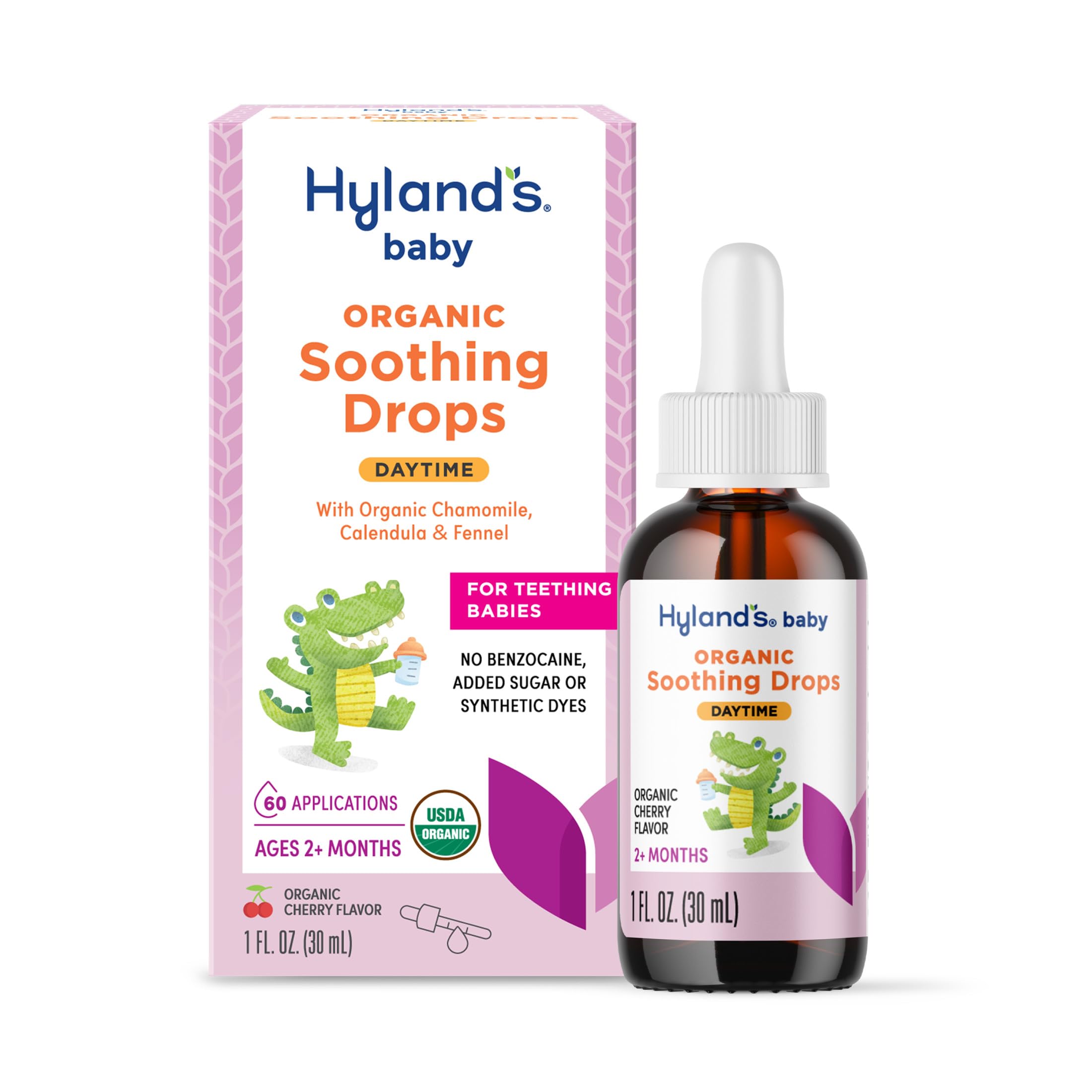 Hyland's Baby Organic Daytime Soothing Drops for Oral Discomfort, 1 oz, Ages 2 Months and up, Organic Cherry Flavor