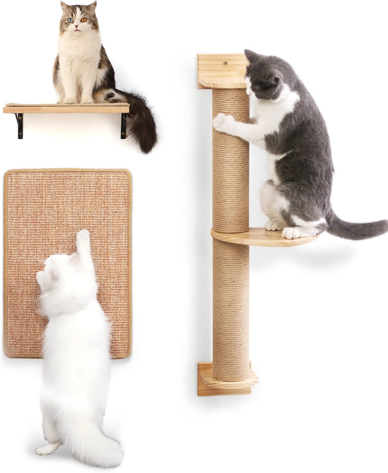 FUKUMARU Cat Wall Furniture, Including Cat Scratcher Mat