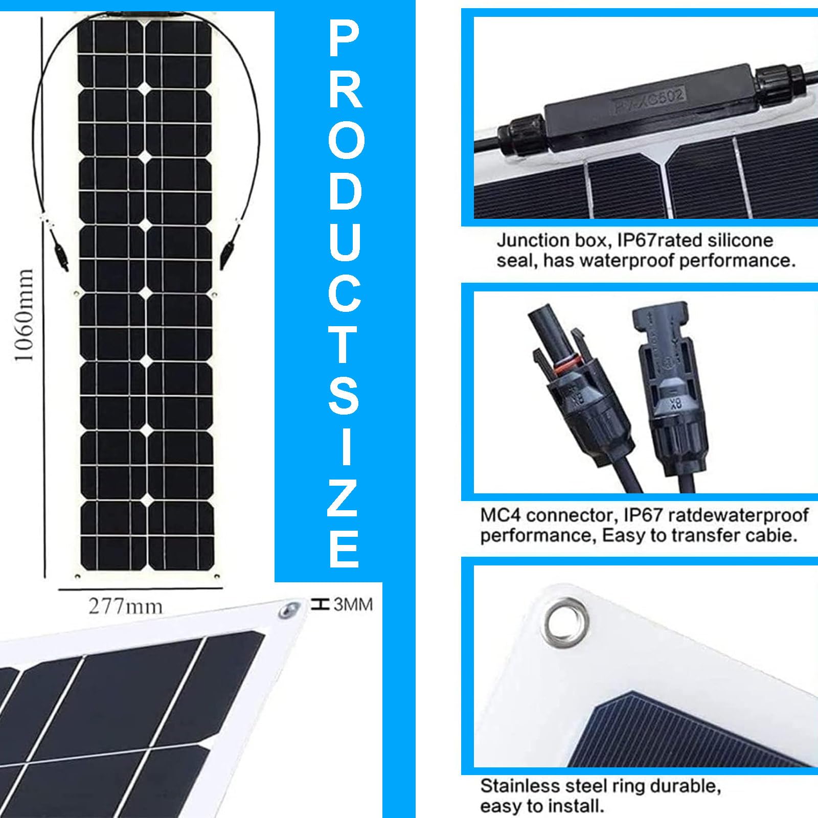Set di Pannelli Fotovoltaici da Balcone, Kit Regolatore di Carica Solare da 200 W*2 Pezzi, con Regolatore da 40 A, per Camper/Marina/Camper/Cabina,Black
