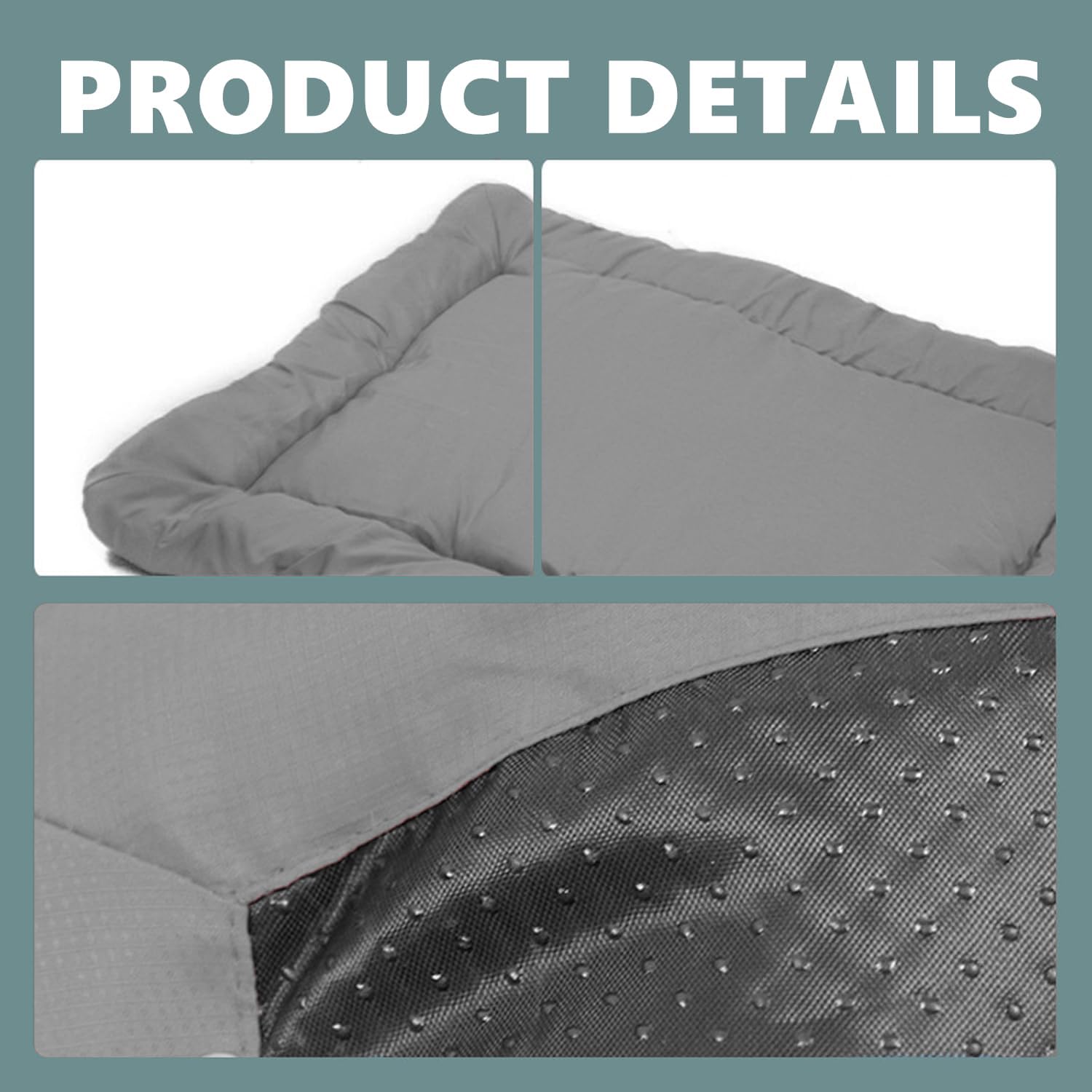 Northogo Foldable Waterproof Dog Bed Mattress, Travel Blanket for Outdoor Car, Grass - 90 x 60 cm, Grey, medium - Image 4