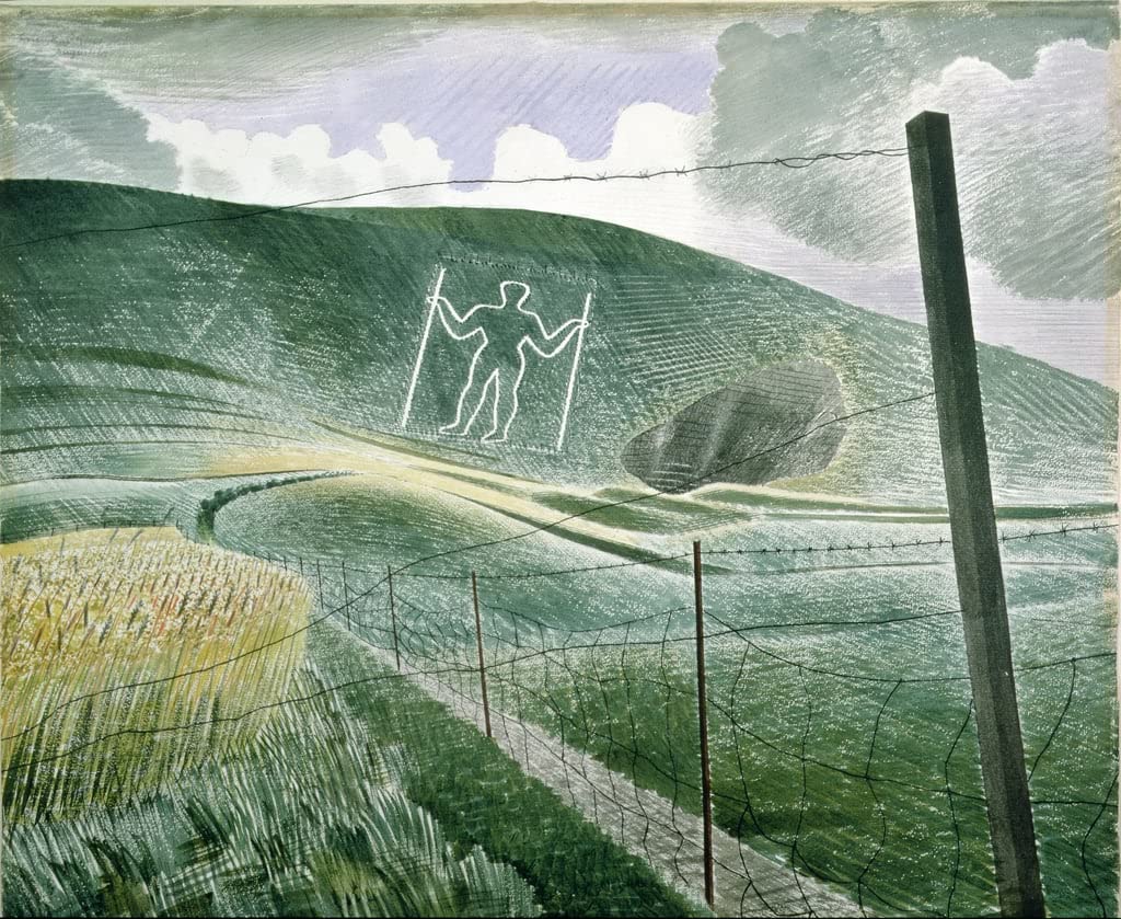 PSVDCTOO Vintage Art Canvas Murals Picture Wall Art the Long Man of Wilmington or the Wilmington by Eric Ravilious Canvas Pictures for Office Decor 60x90cm