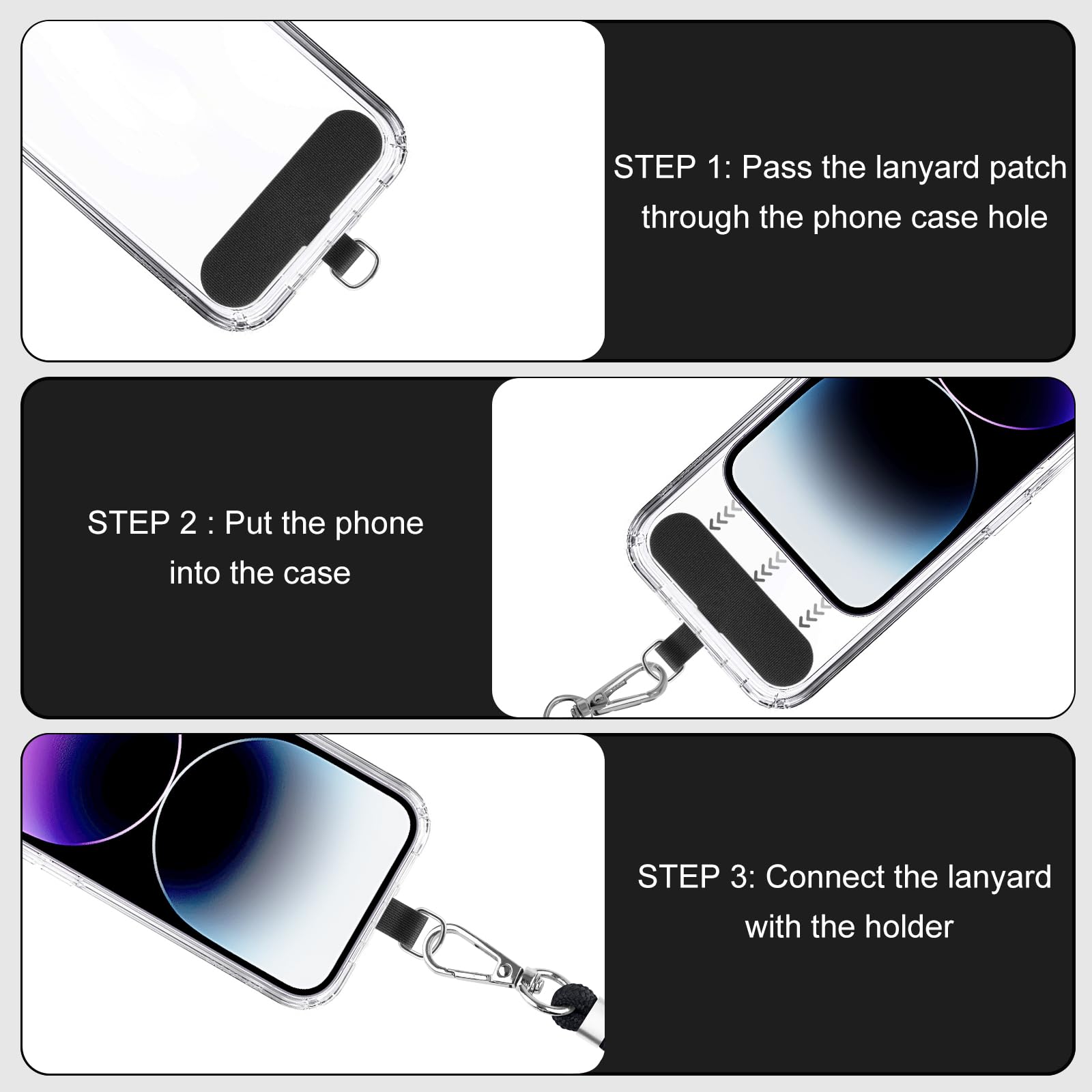 AK 4 Stück Handykette Universalpads, Aushärtung Tuch Telefon Lanyard Patch, Ultradünn Langlebig, Universeller Handyketten Patch, für Allen Gängigen Handyhüllen