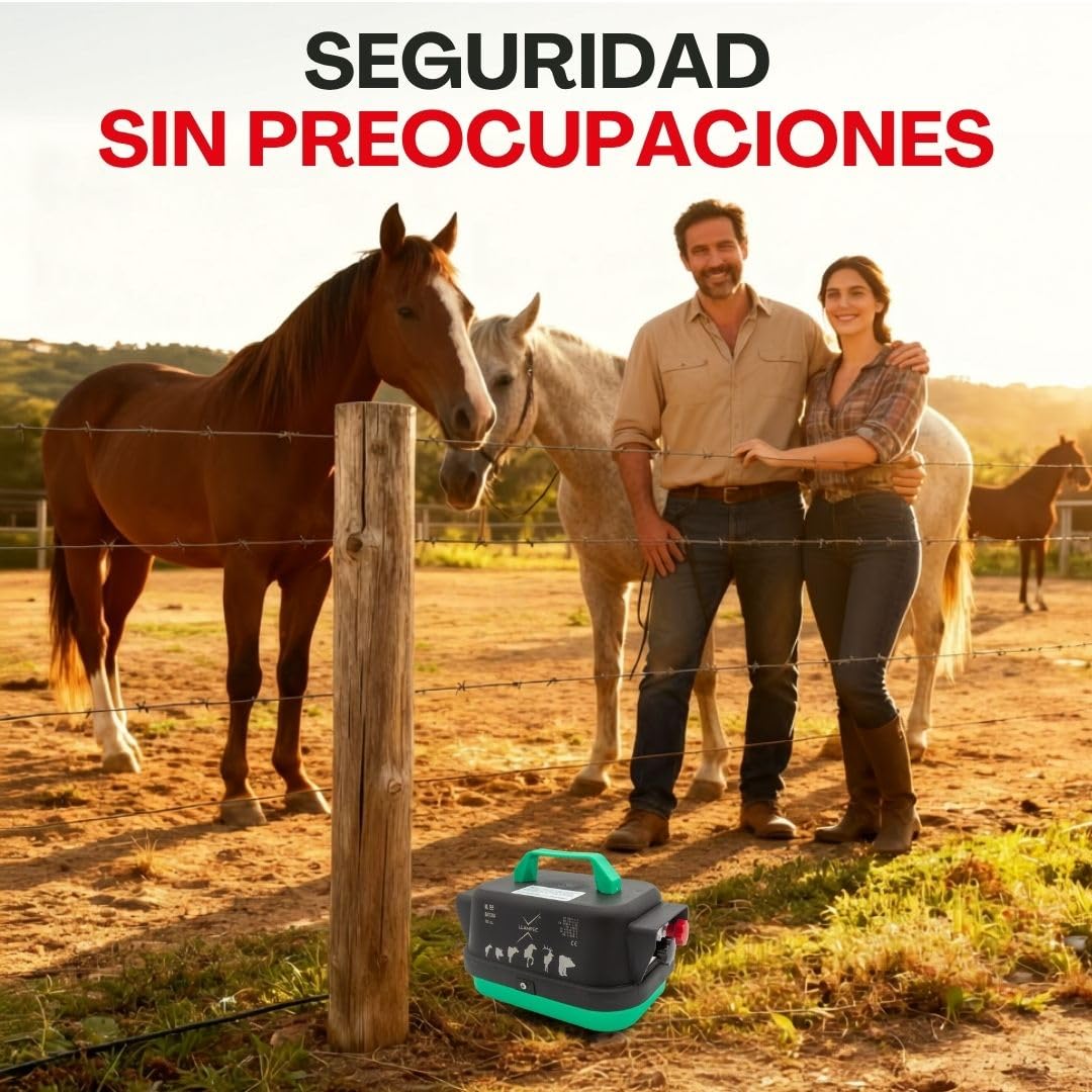 Llampec B5 Pastor eléctrico mixto - Valla eléctrica para caballos, vacas, ovejas y ganado - 4J 10.000V y 40km de alcance - Cerca de alta potencia - Batería no incluída - Fabricada en España