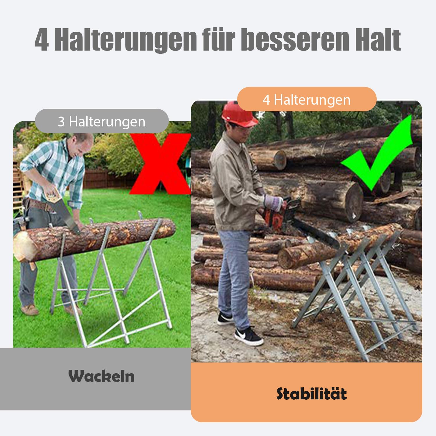 UISEBRT Chevalet de sciage pliable pour tronçonneuse, tréteau en métal, avec gant, cadre en acier, charge maximale : 150 kg, pour le bois de chauffage et le travail du bois, 82 x 80,5 x 79 cm