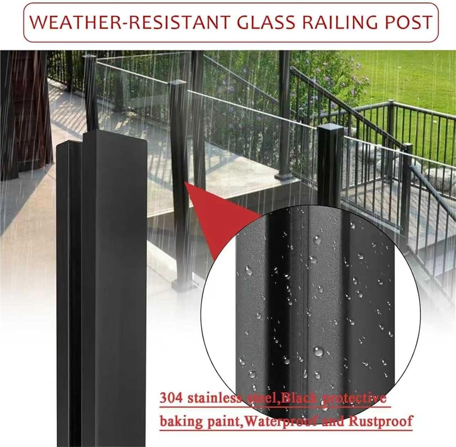 Stainless Steel Glass Railing Post for Stairs, No-Punch Design, Silver, Black, Gold, 60cm Height, Indoor & Outdoor Balustrade Column, Durable Vitreous Fences