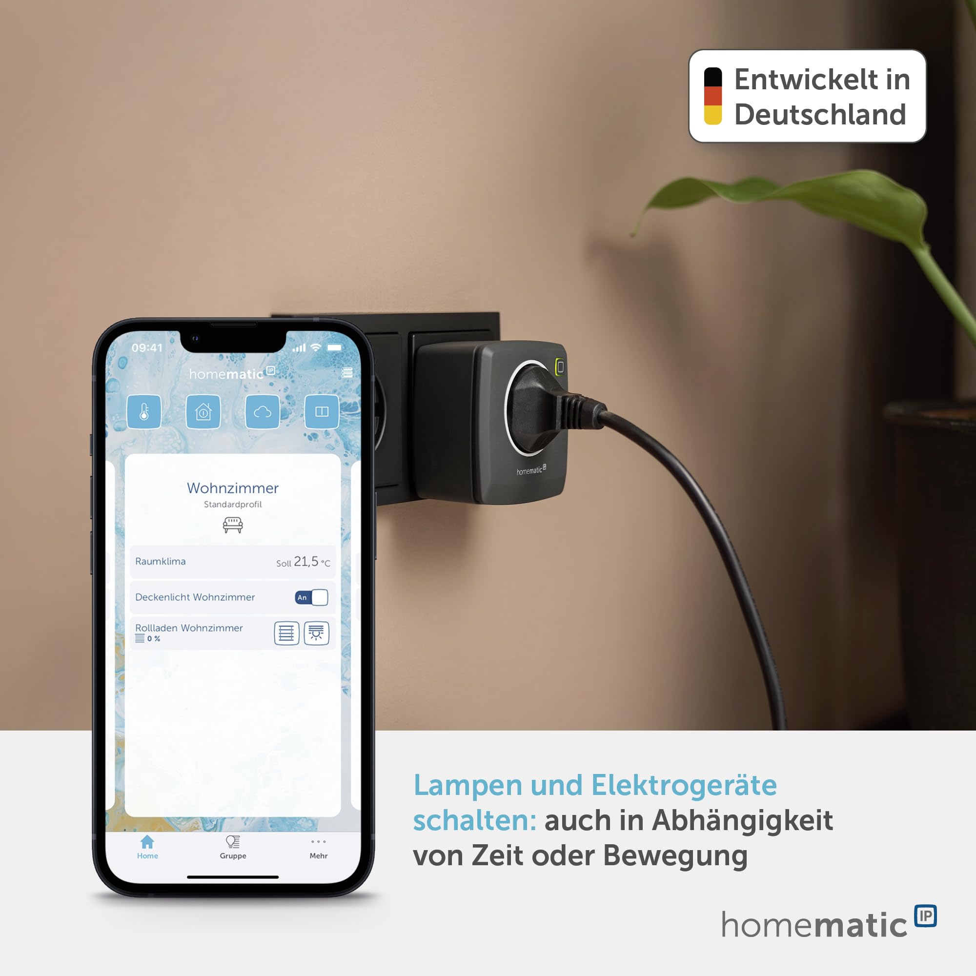 Homematic IP Smart Home 161613A0 - Enchufe de conmutación digital para controlar luces o aparatos eléctricos a través de la aplicación, Alexa y Google Assistant, ahorro de energía