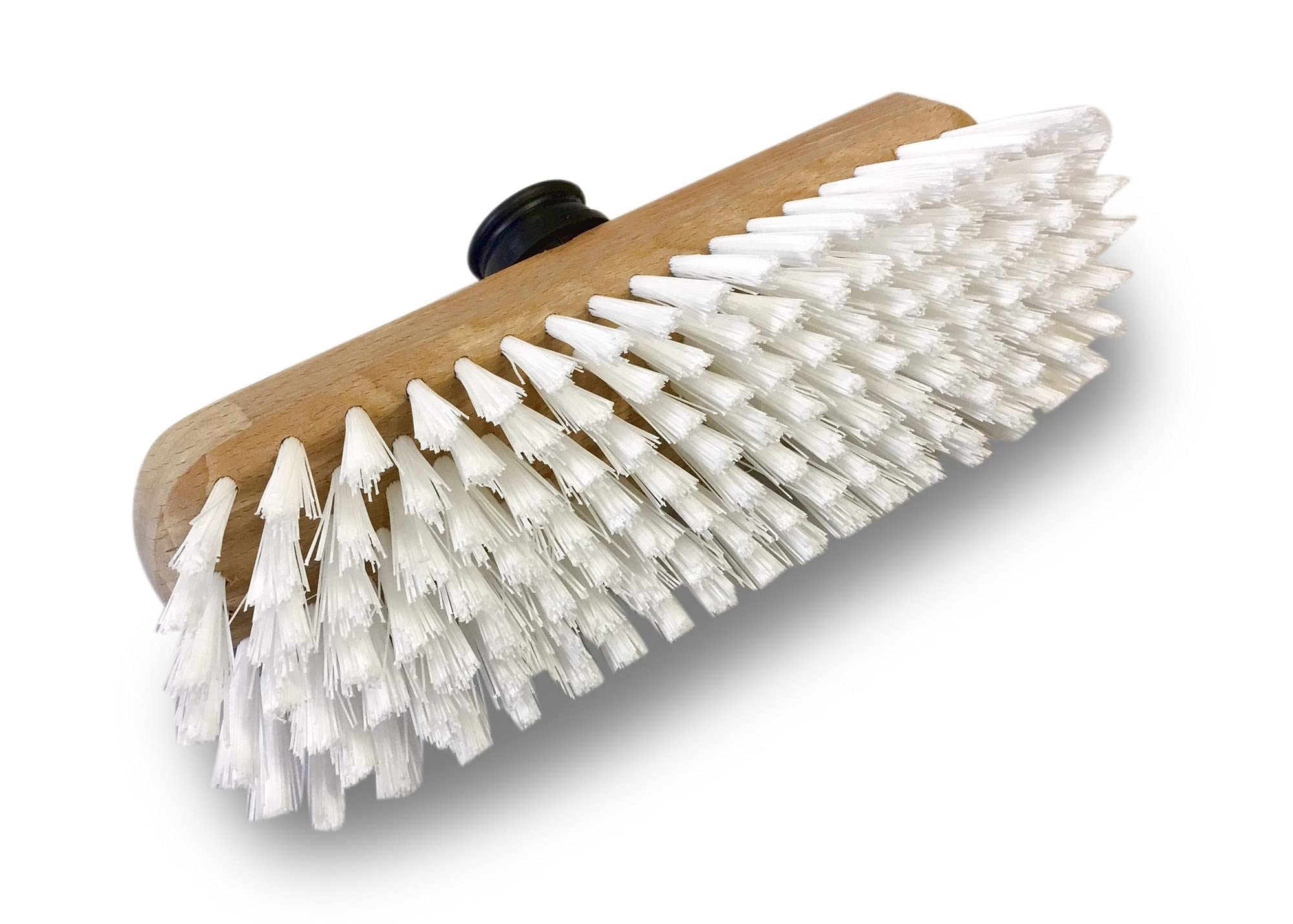 Balai Brosse Lave-Pont 22 cm en PPL Blanc | Manche Bois 1,25 m | Monture Bois | pour Laver récurer ponts terrasses carrelages sols Tapis | Douille vissante Plastique | Kibros 1111