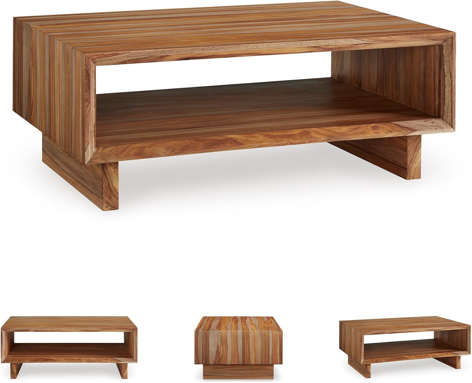 Signature Design by Ashley Dressonni Rustic Coffee Table with 1 Open Lower Shelf, Light Brown