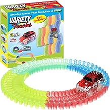 Crackles Glow in The Dark Track Set Toy - 80 Pcs Flexible and Bendable Glow in The Dark Twister Track Toy Set with LED Lights Racing Car, DIY Toys for Boys, Girls, Kids (Multicolor)