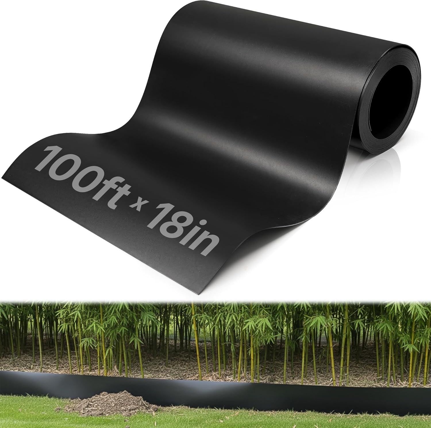 100ft x 18in x 40mil Tree & Bamboo Root Barrier, HDPE Garden Landscape Edging for Protecting Sidewalks, Driveways & Patios, Heavy Duty Water Barriers for Flooding, Lawn, Garden, Yard