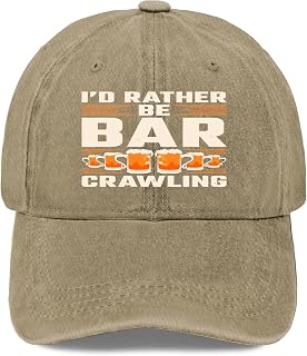 I’d Rather Be Bar Crawlings, Craft Beer Crawls Pub Hopping Baseball Cap Vintage Cotton Washed Baseball Caps Adjustable