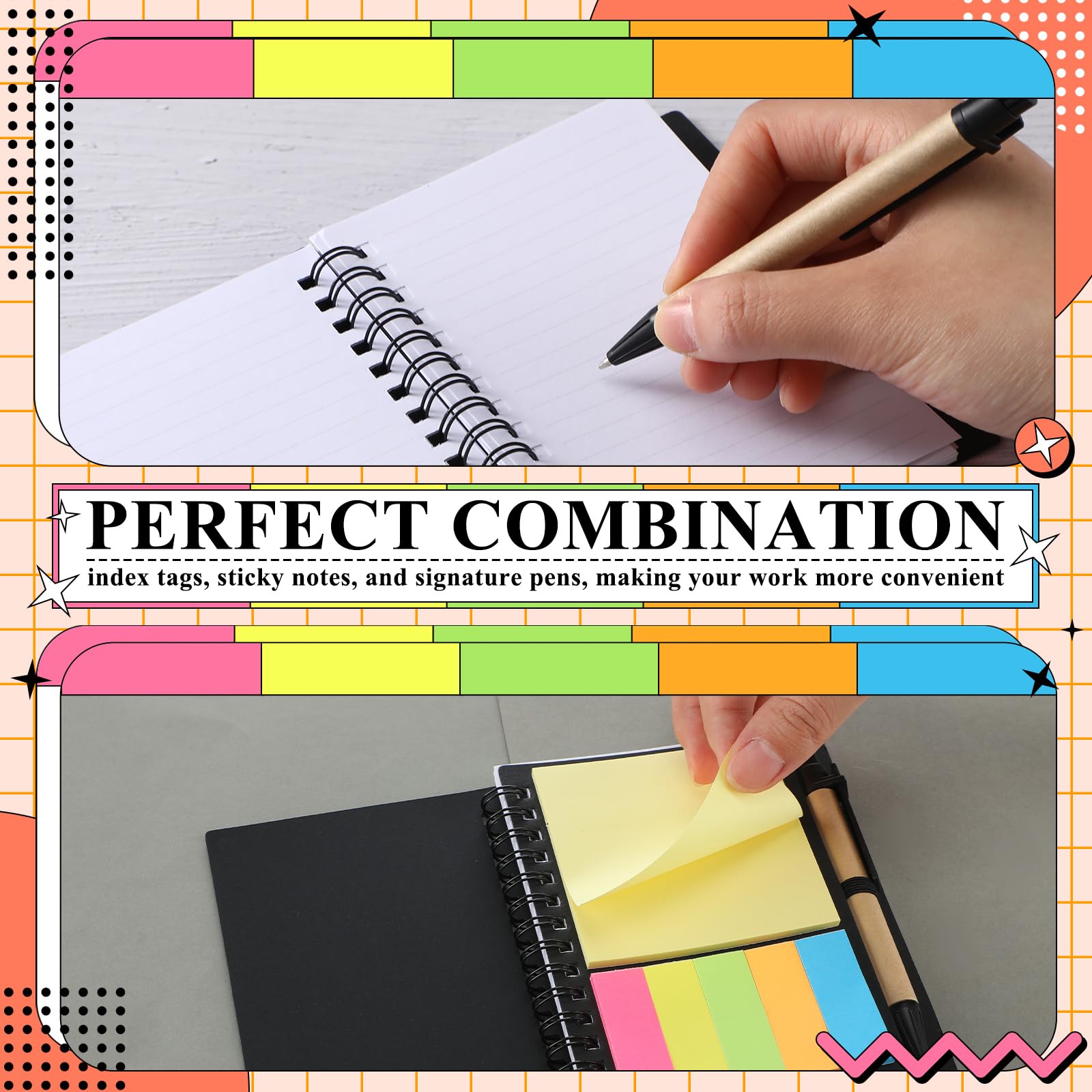 Qilery Confezione da 150 quaderni a spirale a righe, piccolo blocco note e penna, blocco note a righe, nero, tascabile, per ufficio aziendale