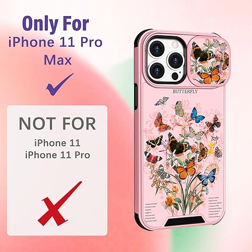 Miniatura 710 de Funda 2 en 1 para iPhone 11 para mujer, linda funda para teléfono para niñas, diseño de mariposas y flores, diseño Kawaii bonito y único con funda