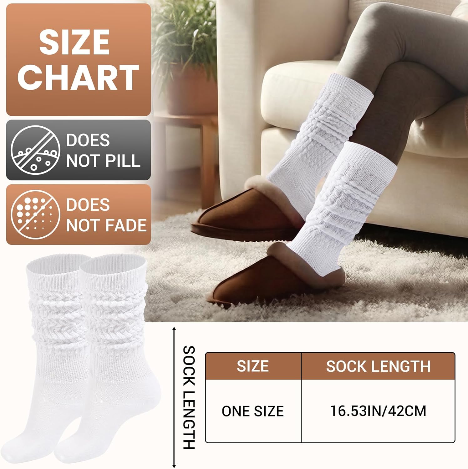 Moon Wood Women's Slouchy Socks for Boots, 3 Pairs Ribbed Knit Thick Warm Long Scrunchie Socks for Hiking & Daily Wear - Image 4