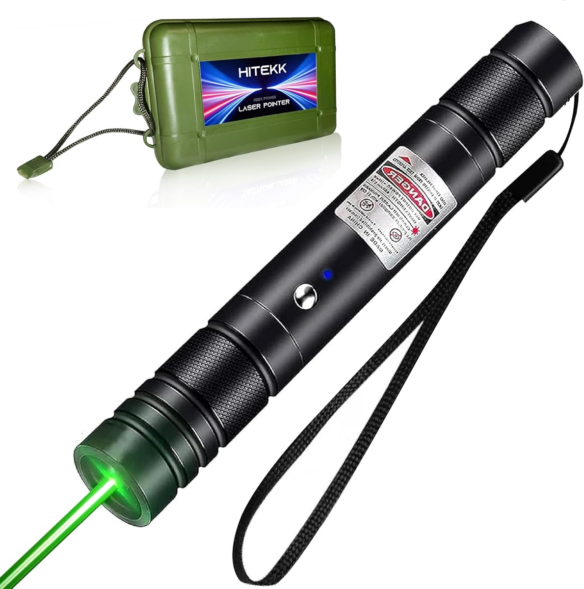 Amazon.com : HITEKK High Power Green Laser Pointer | Tactical Long Range Green Laser Pointer | Single Press On/Off Tactical Lazer Pointer | Rechargeable Lazer Pointer and Carrying Case (X1)