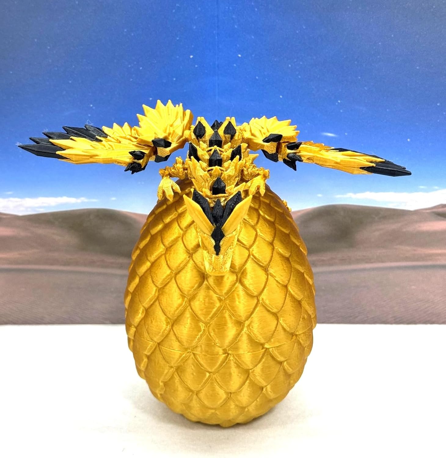 Crystal Winged Dragon with Dragon Egg, 2 PCS 3D Printed Articulated Dragon with Wings, Black Crystal Winged Dragon, Fidget ADHD Autism Toy CW004BE-CW005GE