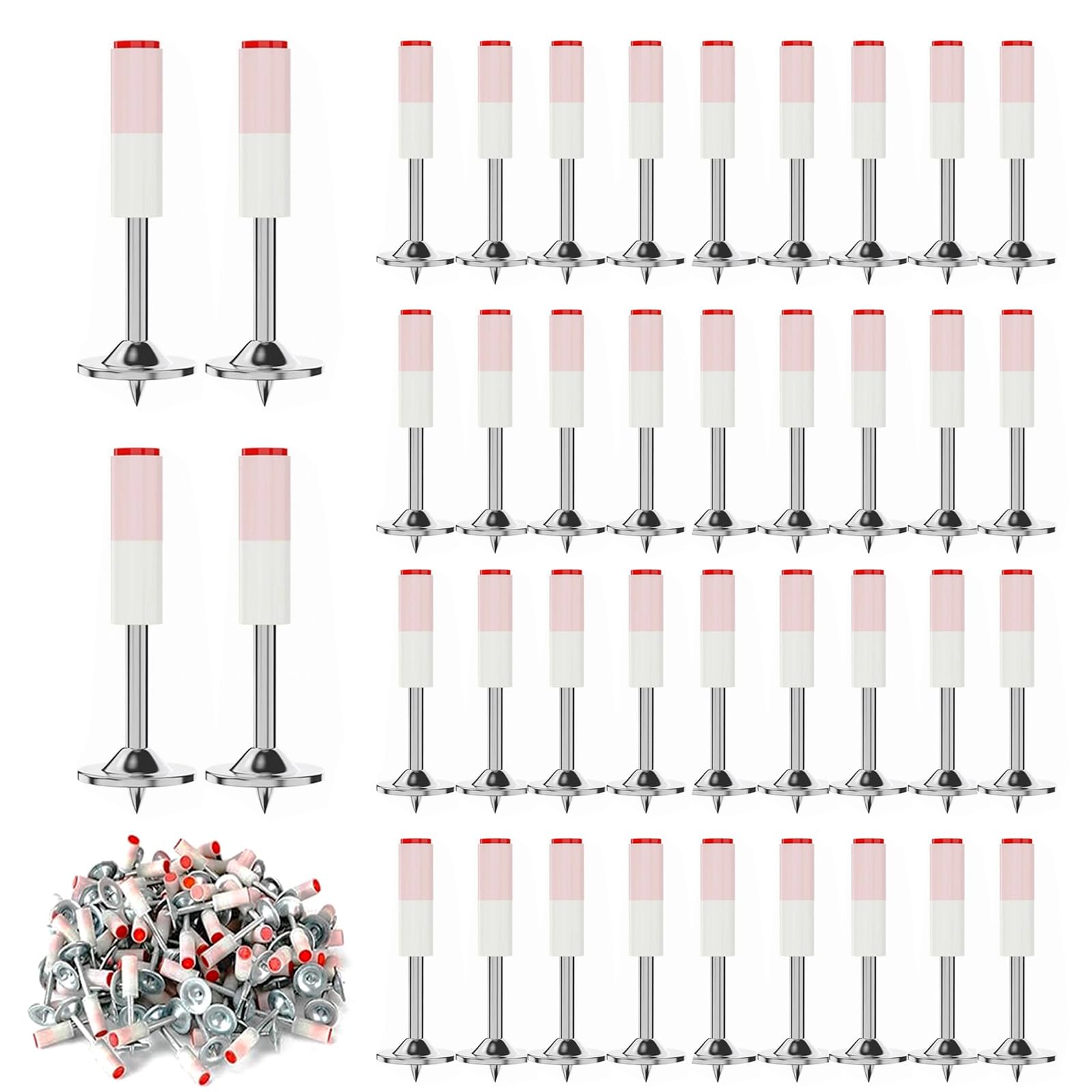 Lot de 400 Clous pour Pistolets à Ongles, 7.3 mm, Assortiment de Clous en Acier Trempé, Goujons Ronds en Béton Bitumé, Outil de Tir pour Murs en Béton, Clous de Toiture, Cloueuse à Béton