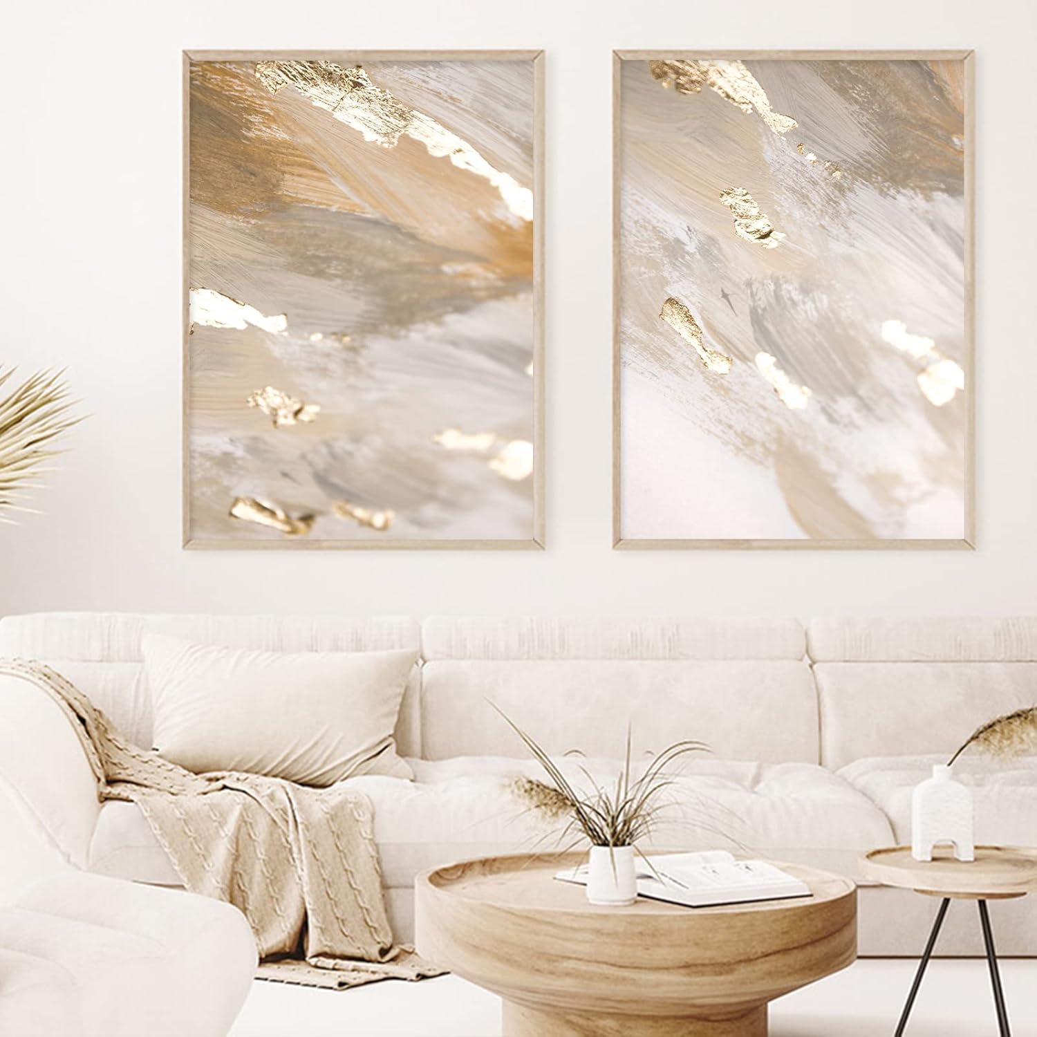 Beige and Gold Abstract Wall Art Gold Abstract Painting