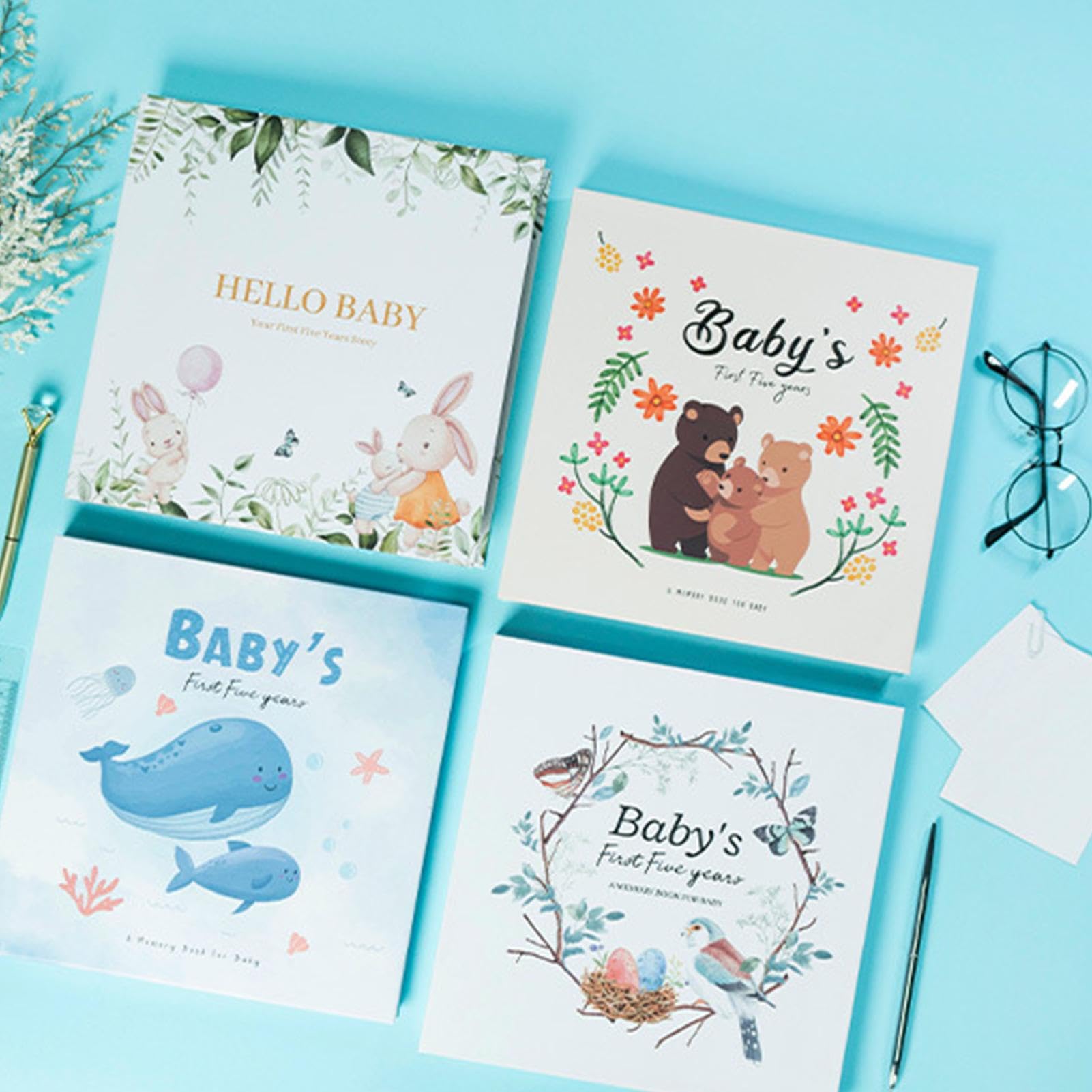 Baby- -Buch, Baby-Aufzeichnungsbuch, Erinnerungsbuch – -Buch für die ersten 5 Jahre, Fotoalbum, Kindheitsbuch, Aufzeichnungen von der Geburt bis zum Alter von 5 Jahren
