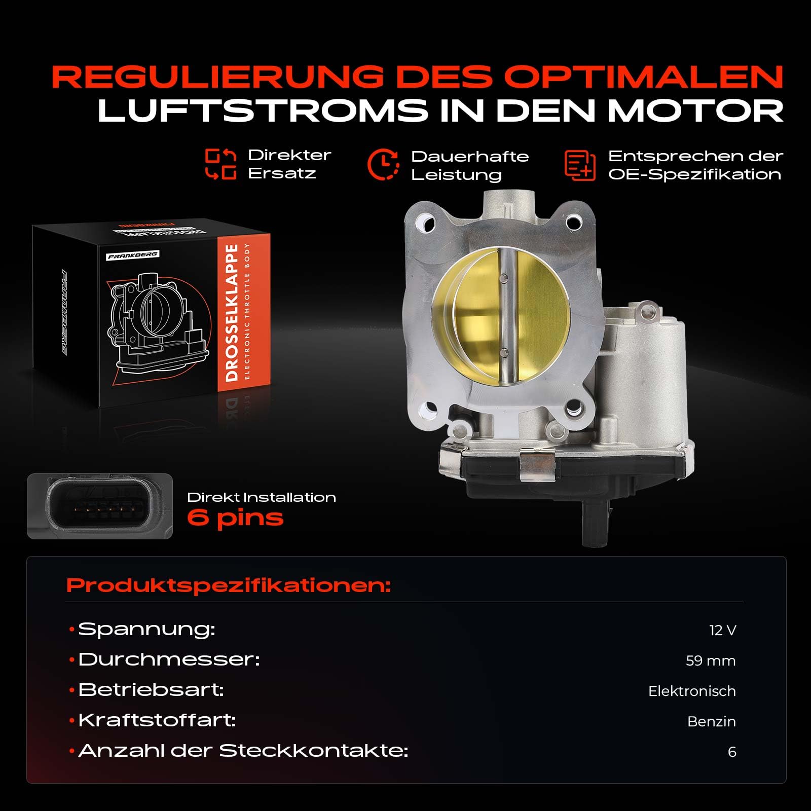 Frankberg Drosselklappe Drosselklappenstutzen Benzin Kompatibel mit Insignia A G09 2.0L 2008-2017 Insignia A Country Tourer G09 2.0L 2013-2017 Replace# 12639457