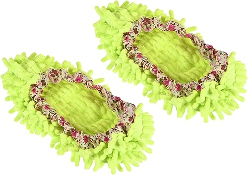 2 pares de fundas lavables de limpieza para zapatos, polvo de limpieza de suelos, pantuflas de microfibra de chenilla, para mopa de plumero,