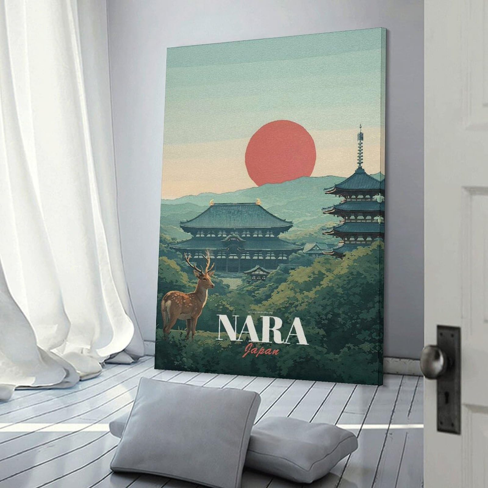 Junmoney Nara Japan Vintage Poster Decorative Canvas Print, 12x18inch(30x45cm), for Gallery Wall Decor And Room Displays, Wall Decor Suited to Curated Displays