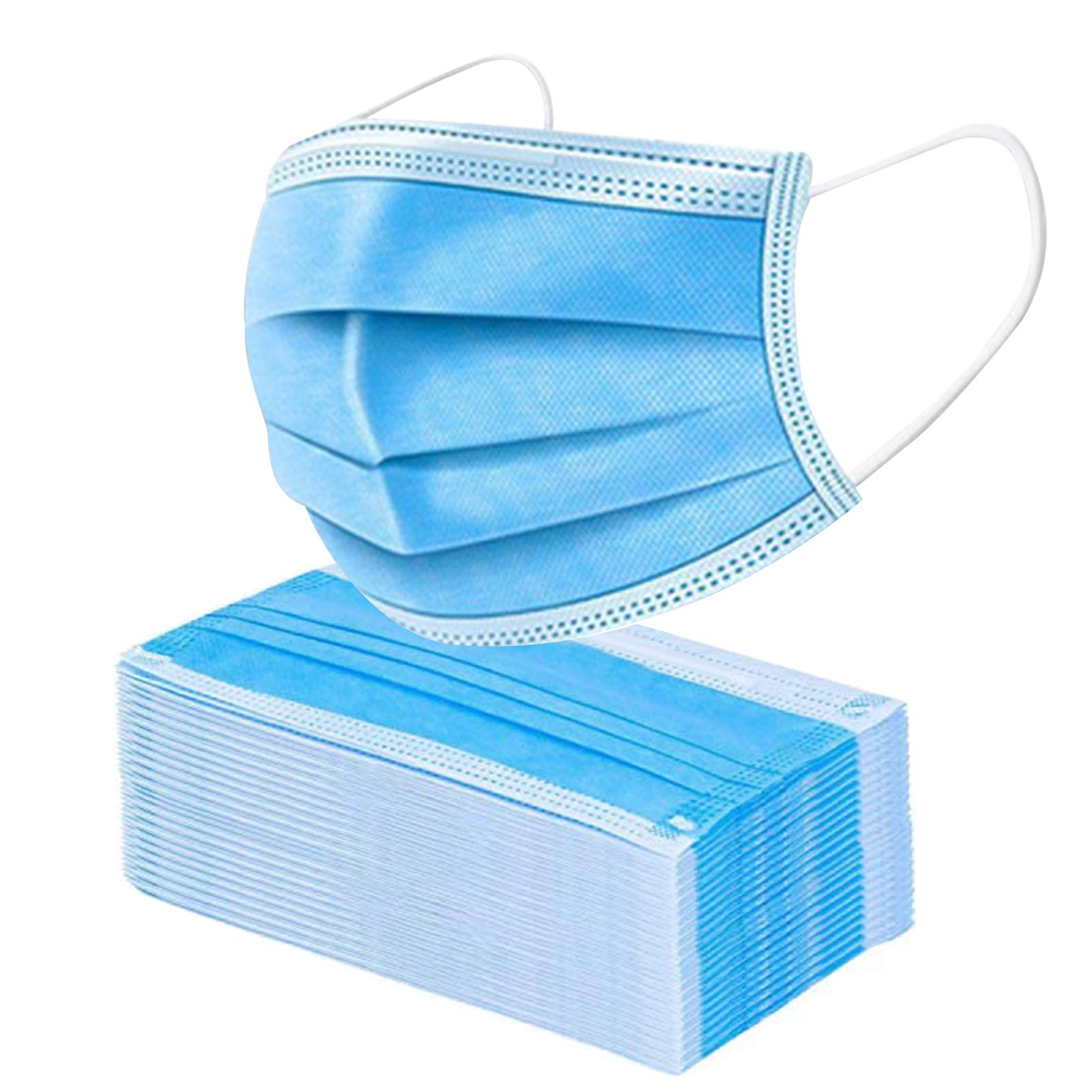 Rathmineswe 50 PCS Disposable Msak 3 PLY Face Masks Dustproof Breathable Face Mouth Cover for Paint, Garden, Blue