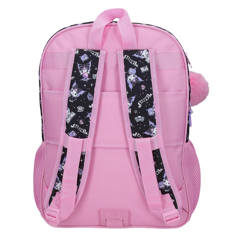 Sanrio Kuromi Fortune Telling Mochila infantil, mochila escolar, fabricada en Poliéster, bolsillos laterales, tirantes anchos ajustables de Joumma Bags
