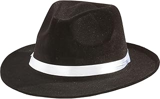 Amscan Gangster Fedora Hat Black w/White Band
