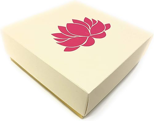 Lotus - Cajas blancas impresas para dulces indios, galletas, golosinas, mithai, dulces, cajas de regalo con tapas a granel, caja de Mithai a granel