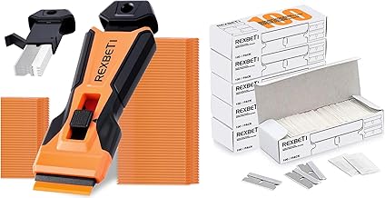 REXBETI Razor Blade Scraper Tool, Cleaning Scraper Tool, Cooktop, Paint, Glass Scraper, 600 Replacement Blades