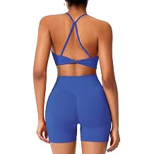 RXRXCOCO Workout Sets For Women 2 Piece Seamless Twist Back Sports Bra Butt Lifting Shorts Pilates Gym Yoga Outfits