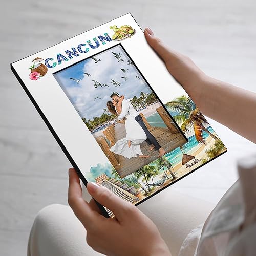 Miniatura 3 de KATE POSH Marco de fotos Cancún, vacaciones familiares en Cancún, México, luna de miel, boda, decoración de playa (5 x 7 - vertical)