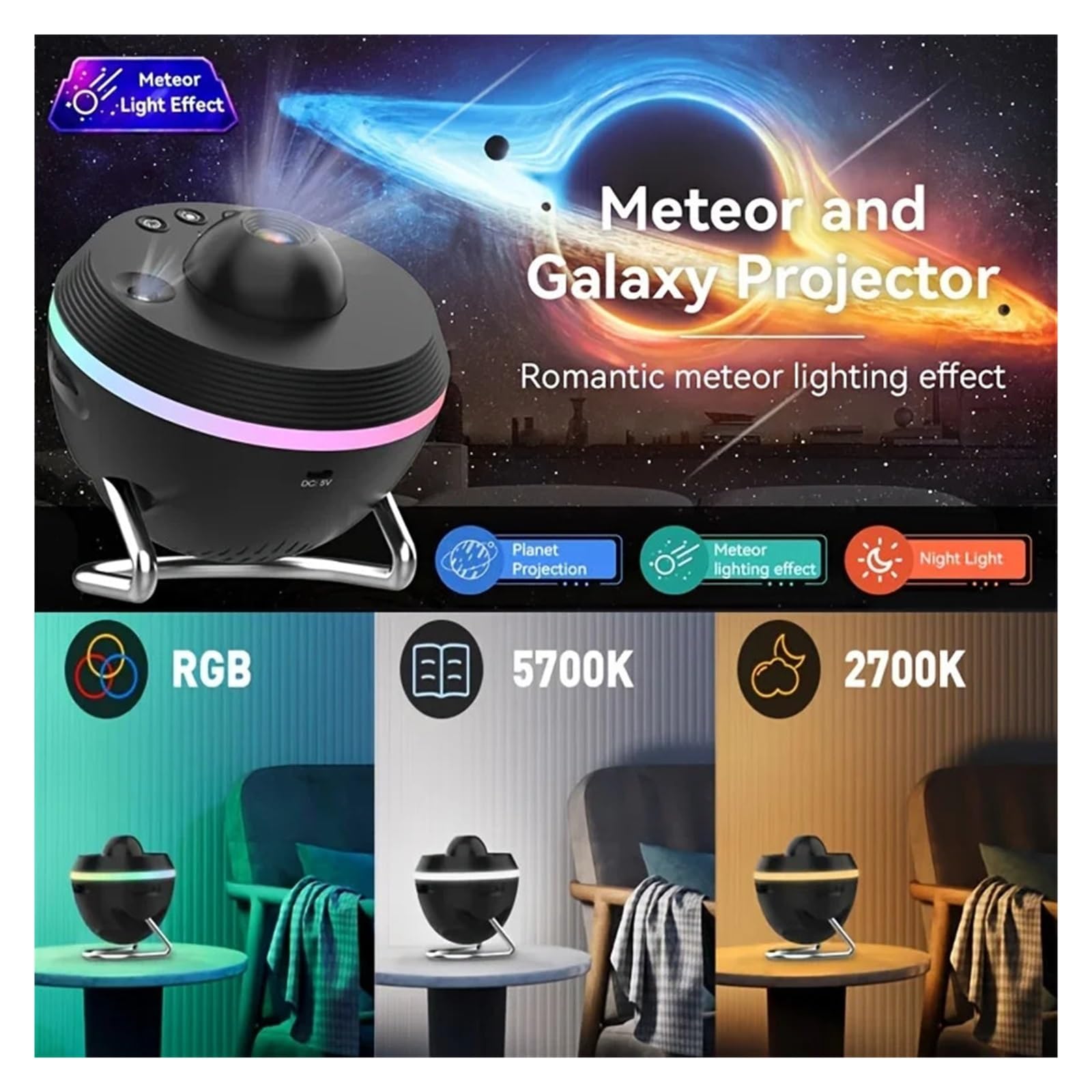 13 W 1 4K HD Filmy Galaxy Projektor Gwiazd Z Dynamiczną Meteor Lampka Nocna Obrotowa Kula Kosmiczna Do Dekoracji Sypialni Dzieci Prezent Bożonarodzeniowy Projekcja W Wysokiej RozdzielczośCi