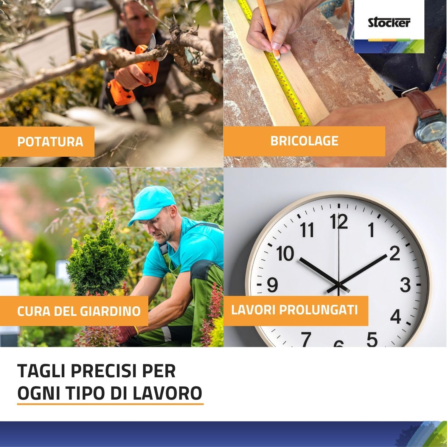 STOCKER - Kit Potatura con Forbice elettrica Magma E-35 TP 21V, Batteria Fast Charge 2,6Ah, Caricabatterie, Olio per manutenzione ed estensione di garanzia fino a 60 mesi – Taglio fino a 35 mm